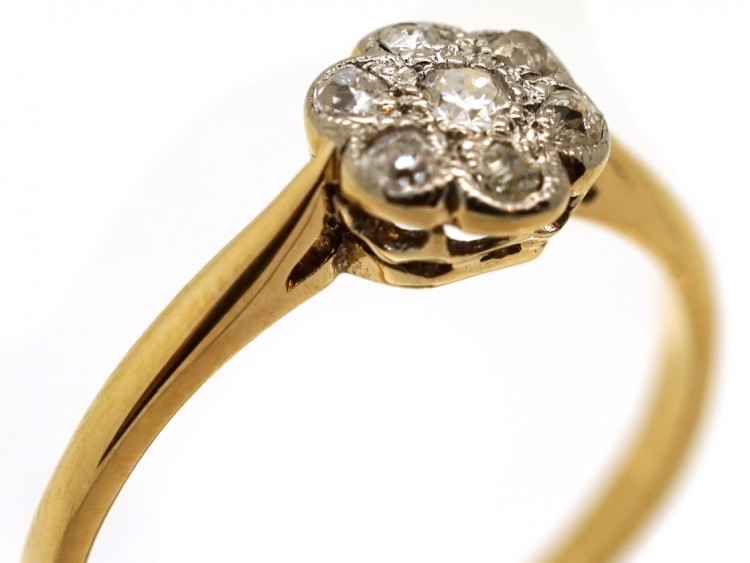 Edwardian 18ct Gold, Platinum ​& Diamond Cluster Ring
