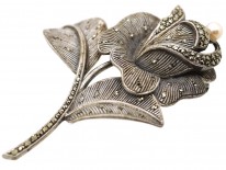 Theodor Fahrner Silver ​& Marcasite Rose Brooch
