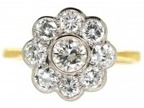 18ct Gold & Platinum Diamond Daisy Cluster Ring