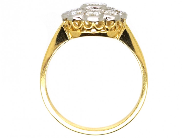 18ct Gold & Platinum Diamond Daisy Cluster Ring