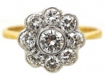18ct Gold & Platinum Diamond Daisy Cluster Ring