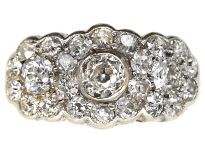Edwardian 18ct Gold, Platinum ​& Diamond Triple Cluster Ring