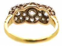 Edwardian 18ct Gold, Platinum ​& Diamond Triple Cluster Ring