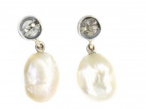 18ct White Gold, Natural Pearl ​& Diamond Earrings