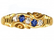 Victorian 18ct Gold Sapphire & Diamond Twist Ring