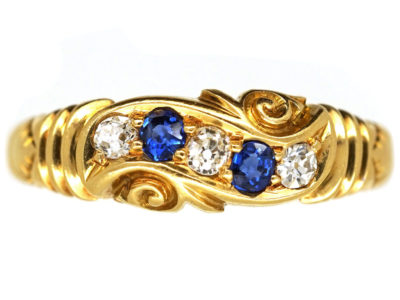Victorian 18ct Gold Sapphire & Diamond Twist Ring