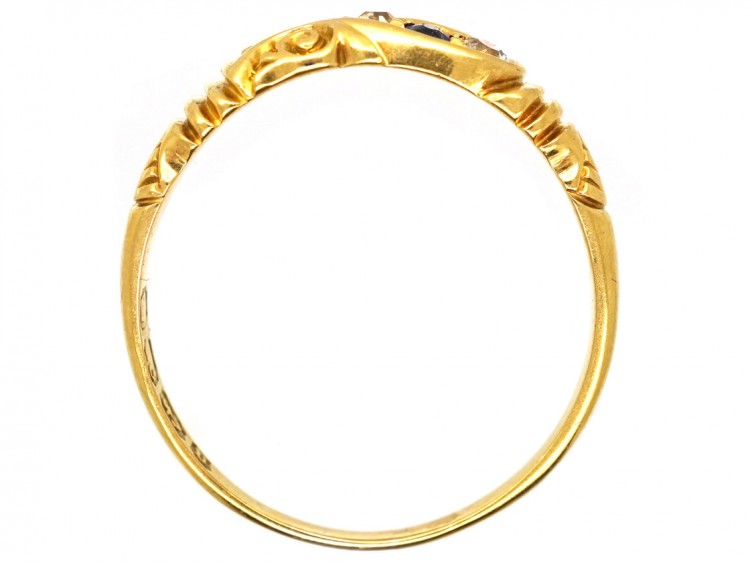 Victorian 18ct Gold Sapphire & Diamond Twist Ring