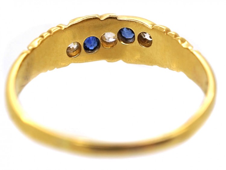 Victorian 18ct Gold Sapphire & Diamond Twist Ring
