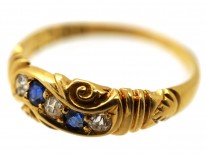 Victorian 18ct Gold Sapphire & Diamond Twist Ring