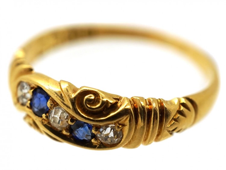 Victorian 18ct Gold Sapphire & Diamond Twist Ring
