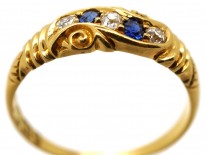 Victorian 18ct Gold Sapphire & Diamond Twist Ring