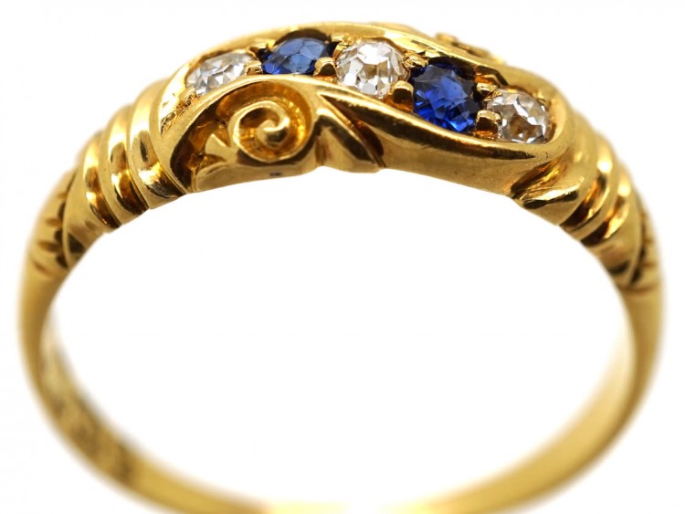 Victorian 18ct Gold Sapphire & Diamond Twist Ring