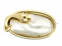 Victorian 15ct Gold Coiled Snake Brooch Set With a Blister Pearl