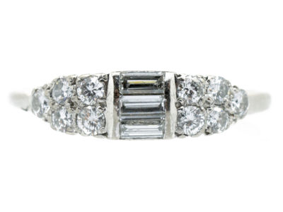 Art Deco 18ct White Gold Baguette Diamond Ring