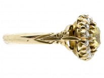 18ct Gold Yellow Zircon ​& Diamond Cluster Ring