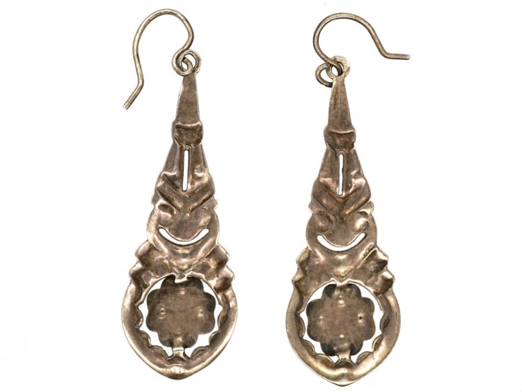 Art Deco Silver ​& Marcasite Drop Earrings