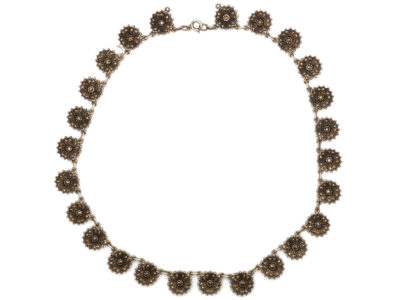 Silver ​& Marcasite Flower Motif Necklace
