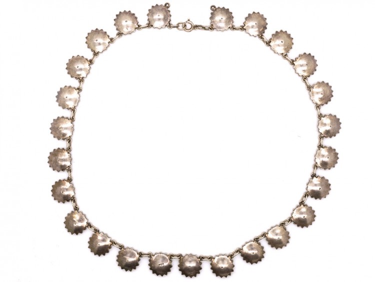 Silver ​& Marcasite Flower Motif Necklace
