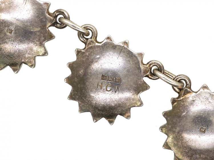 Silver ​& Marcasite Flower Motif Necklace