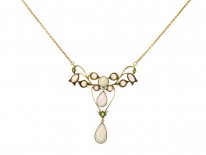 Edwardian 15ct Gold, Opal ​& Green Garnet Art Nouveau Necklace