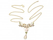 Edwardian 15ct Gold, Opal ​& Green Garnet Art Nouveau Necklace