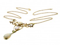 Edwardian 15ct Gold, Opal ​& Green Garnet Art Nouveau Necklace