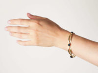 French Art Deco 18ct Gold ​& Cabochon Sapphire Bracelet