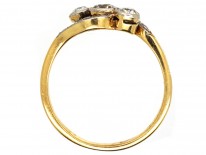 Edwardian 18ct Gold & Platinum, Three Stone Diamond Crossover Ring