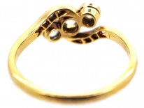 Edwardian 18ct Gold & Platinum, Three Stone Diamond Crossover Ring