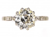Platinum & Diamond Solitaire Ring with Diamond Shoulders