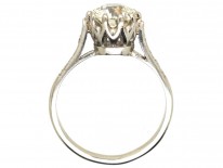 Platinum & Diamond Solitaire Ring with Diamond Shoulders