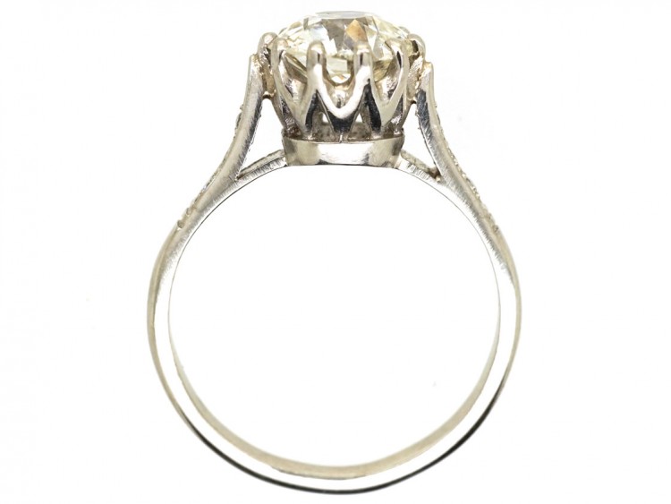 Platinum & Diamond Solitaire Ring with Diamond Shoulders