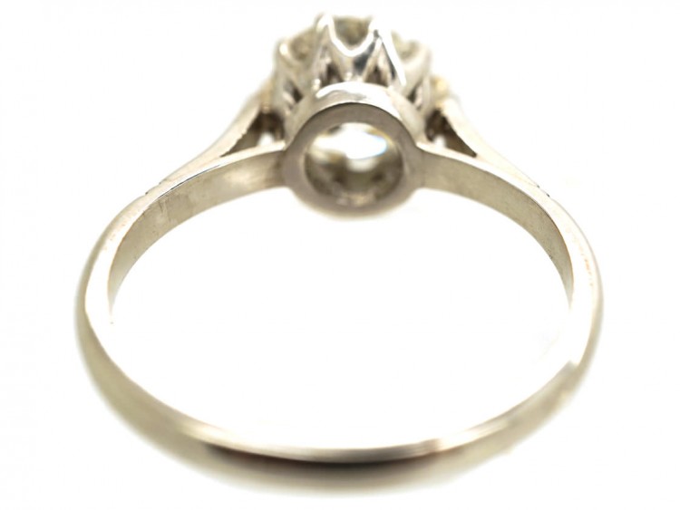 Platinum & Diamond Solitaire Ring with Diamond Shoulders