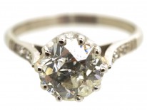 Platinum & Diamond Solitaire Ring with Diamond Shoulders