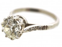 Platinum & Diamond Solitaire Ring with Diamond Shoulders