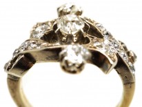 Victorian 18ct Gold, Silver, & Diamond Foliate Design Ring