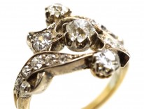 Victorian 18ct Gold, Silver, & Diamond Foliate Design Ring
