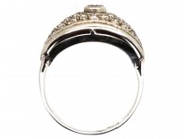 Art Deco 18ct White Gold Bombe Cluster Ring