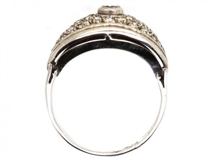 Art Deco 18ct White Gold Bombe Cluster Ring