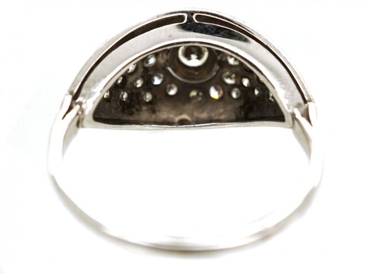 Art Deco 18ct White Gold Bombe Cluster Ring