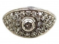 Art Deco 18ct White Gold Bombe Cluster Ring