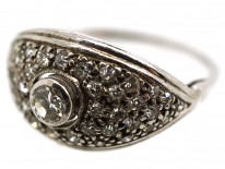 Art Deco 18ct White Gold Bombe Cluster Ring