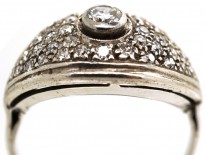 Art Deco 18ct White Gold Bombe Cluster Ring