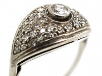 Art Deco 18ct White Gold Bombe Cluster Ring