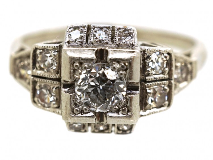 Art Deco Square Design Diamond Ring