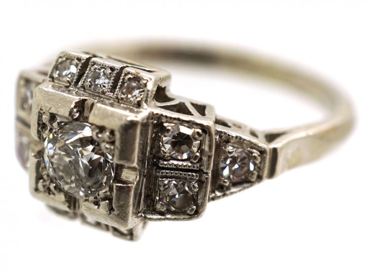 Art Deco Square Design Diamond Ring