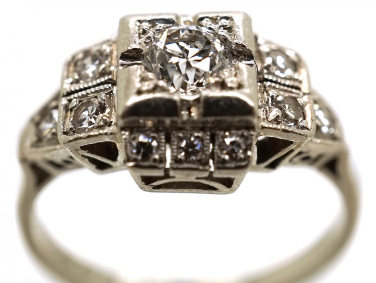 Art Deco Square Design Diamond Ring