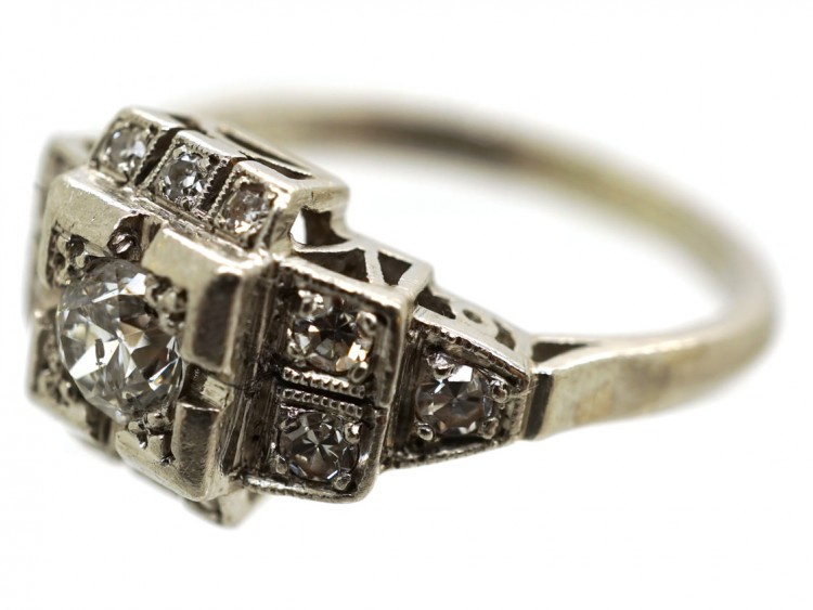 Art Deco Square Design Diamond Ring