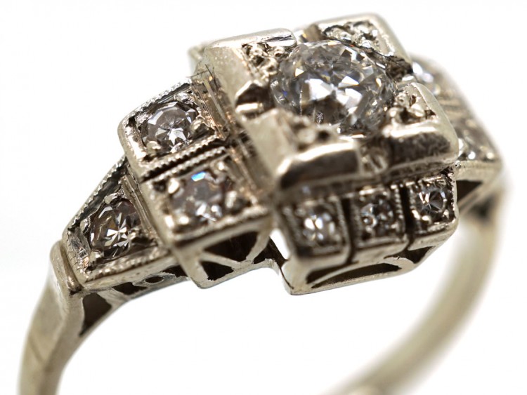 Art Deco Square Design Diamond Ring
