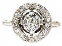French Art Deco Platinum & Diamond Target Ring